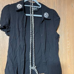 Hell Bunny Black Shirt with Pumpkin Embroidery